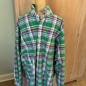 Vintage Polo Ralph Lauren  big tall flesh pony logo Men’s Plaid Dress Shirt 4XLT